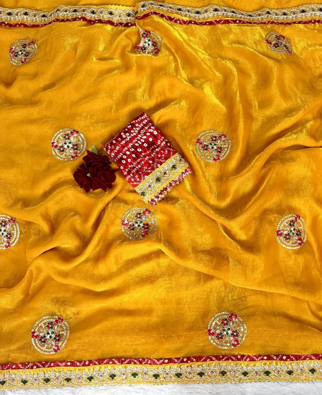 Latest RC1 Chiffon Rayon Bandhani Festival Saree Wholesale 2026