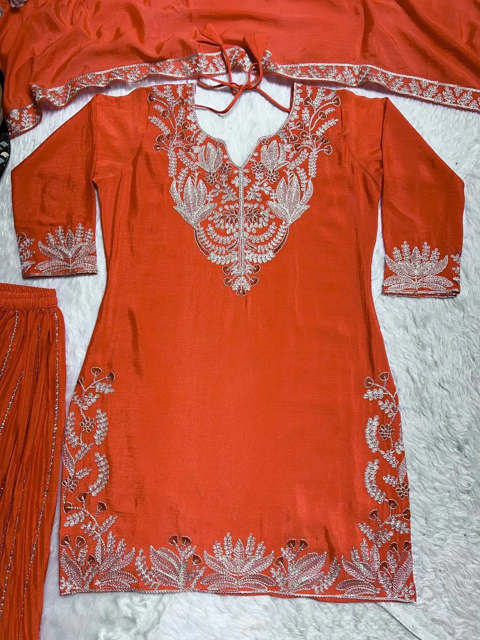 Launching NFD 5023 Chinon Silk Embroidery Party Wear Sharara Suit Wholesale 2026