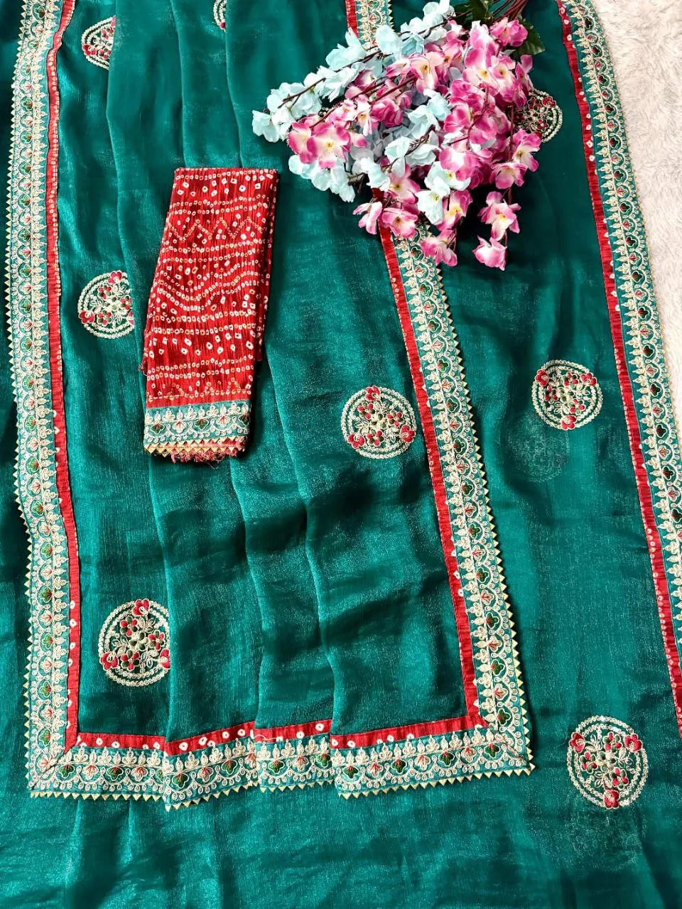 Latest RC1 Chiffon Rayon Bandhani Festival Saree Wholesale 2026