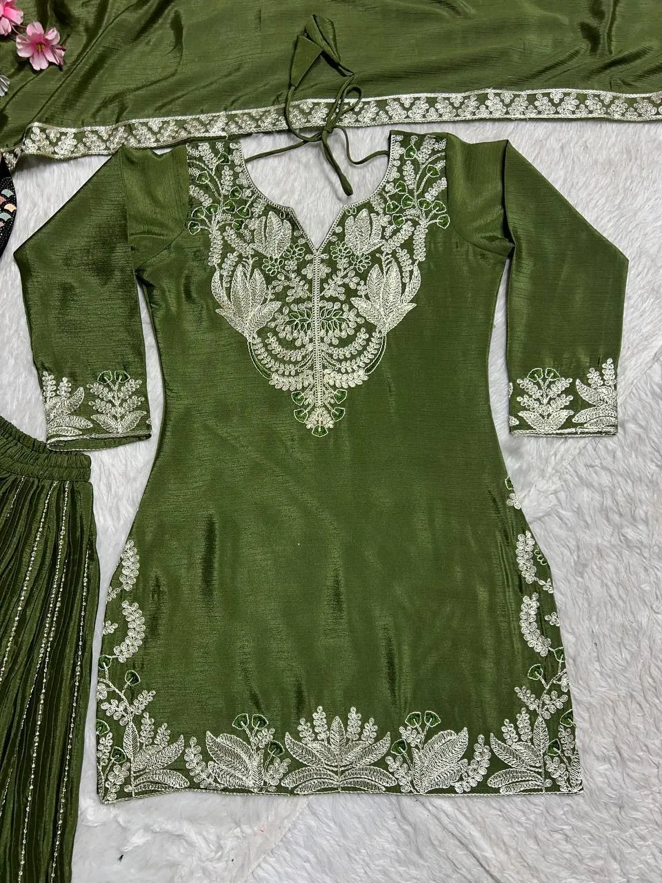 Launching NFD 5023 Chinon Silk Embroidery Party Wear Sharara Suit Wholesale 2026
