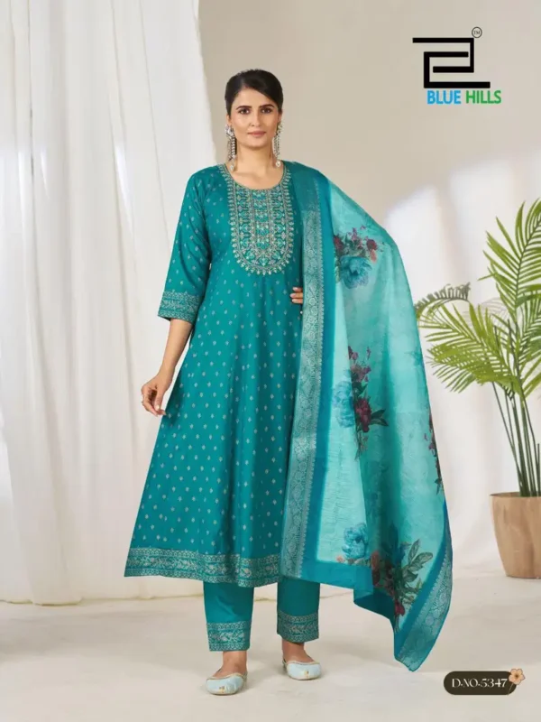 Buy Blue Hills Gemini Rayon Foil Printed Kurti With Bottom Dupatta Wholesale 2026
