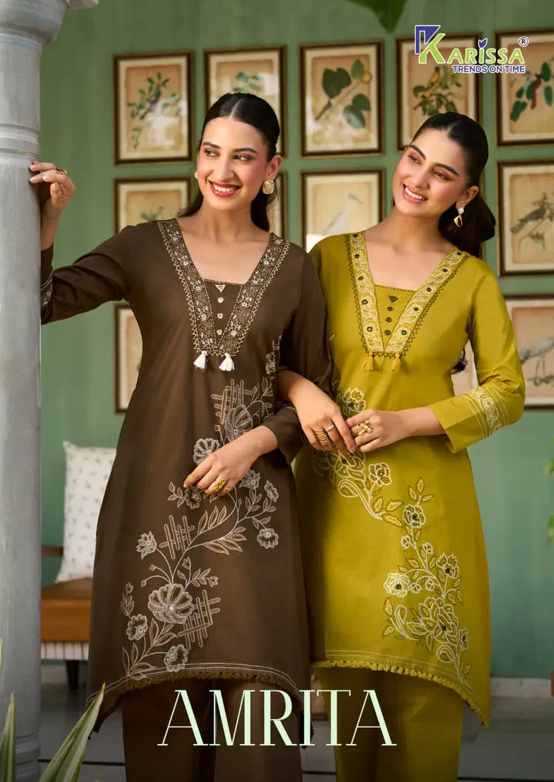 Karissa Amrita Bombay Cotton Handworked Kurti With Bottom Wholesale