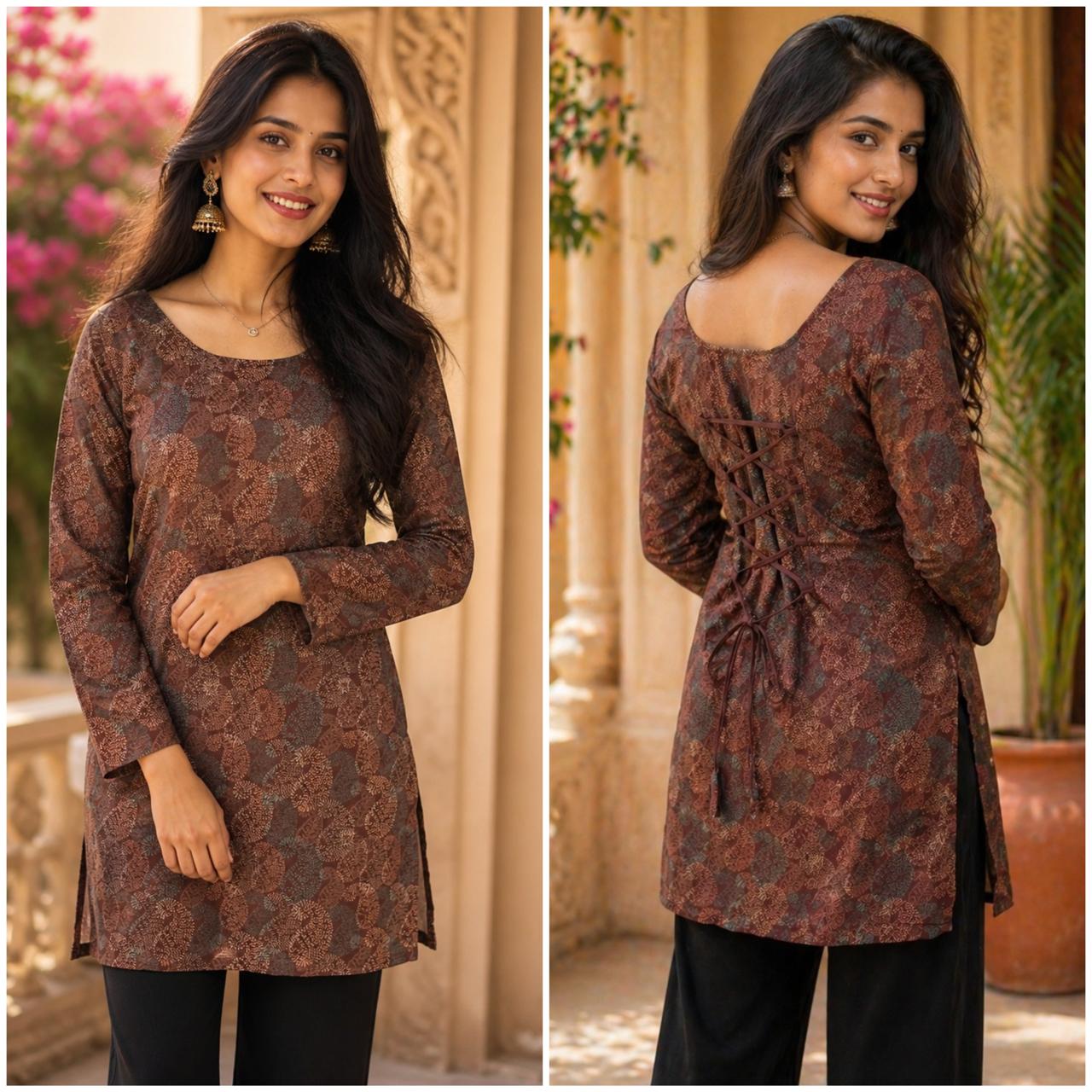 Aawiya RJ 41 Heavy Rayon Digital Printed Fancy Sleeve Tunic Style Short Kurti Wholesale 3 Aawiya RJ 41 Heavy Rayon Digital Printed Fancy Sleeve Tunic Style Short Kurti Wholesale