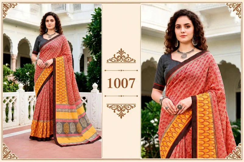 Bunawat Harshita Cotton Sangam Prints Traditional Saree Wholesale 10 Bunawat Harshita Cotton Sangam Prints Traditional Saree Wholesale