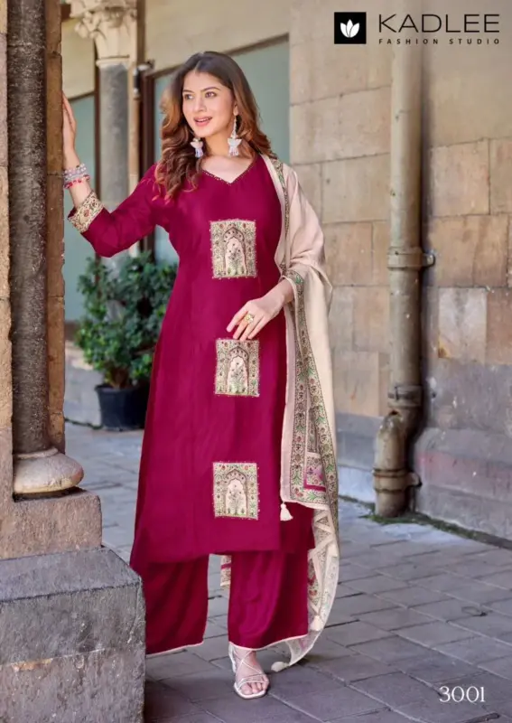 Latest Kadlee Royal Queen Gaji Silk Hand Work Kurti With Bottom Dupatta Wholesale 2026 2 Latest Kadlee Royal Queen Gaji Silk Hand Work Kurti With Bottom Dupatta Wholesale 2026