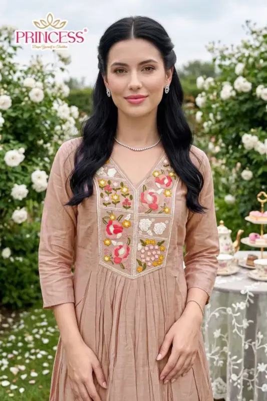 Buy Princess New Triveni Roman Silk Embroidered Kurti Set Collection Wholesale 2026