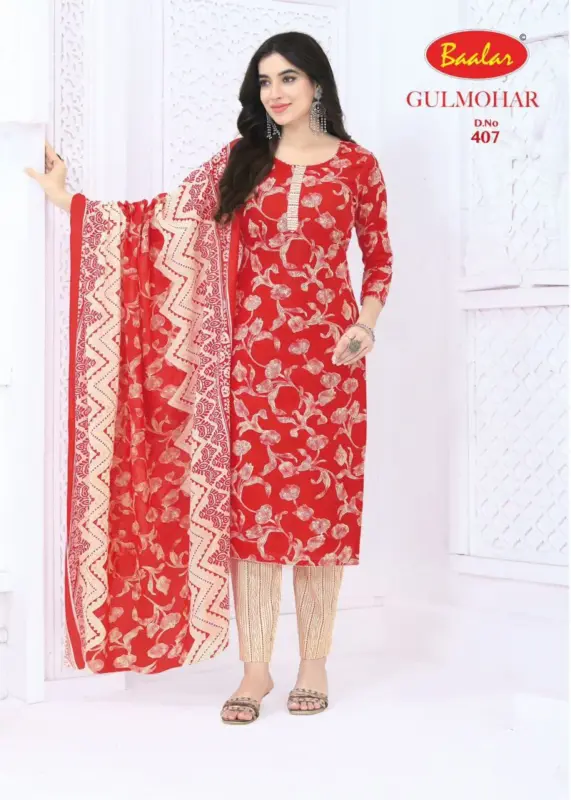 Latest Baalar Gulmohar Vol 4 Readymade Cotton Kurti Pant With Dupatta Wholesale 2026