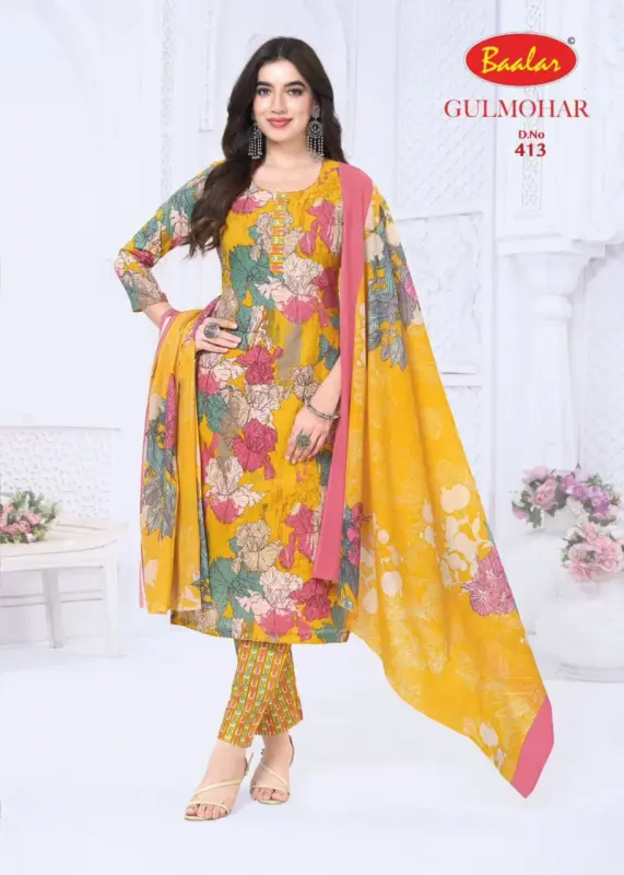 Latest Baalar Gulmohar Vol 4 Readymade Cotton Kurti Pant With Dupatta Wholesale 2026