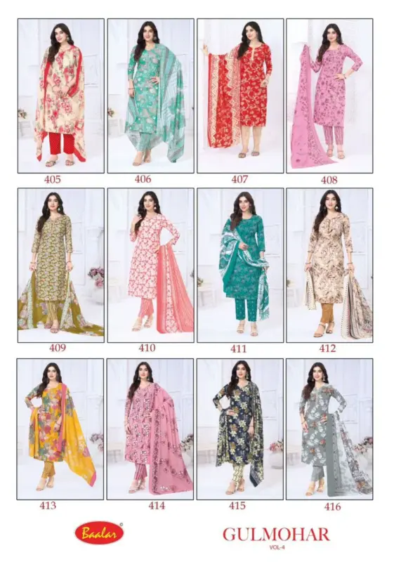 Latest Baalar Gulmohar Vol 4 Readymade Cotton Kurti Pant With Dupatta Wholesale 2026