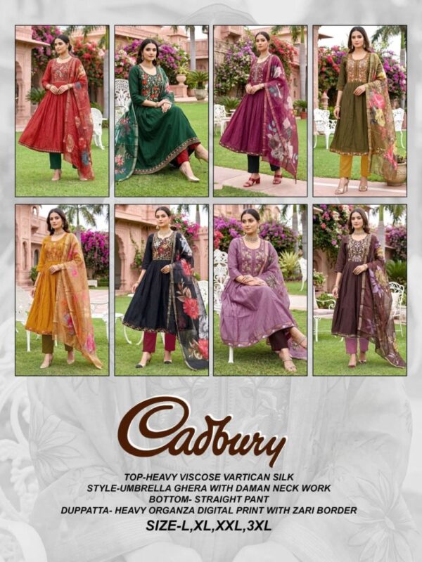 Buy Cadbury Vol 1 Viscose Vertican Silk Umbrella Kurti Set Collection Wholesale 2026