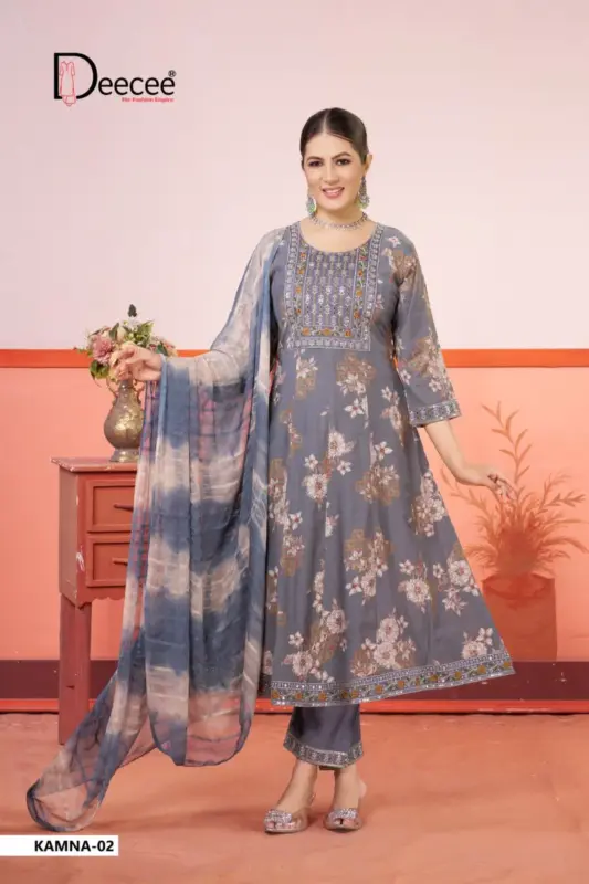Beautiful Deecee Kamna Vichitra Silk Embroidered Flared Kurti With Bottom Dupatta Wholesale 2026