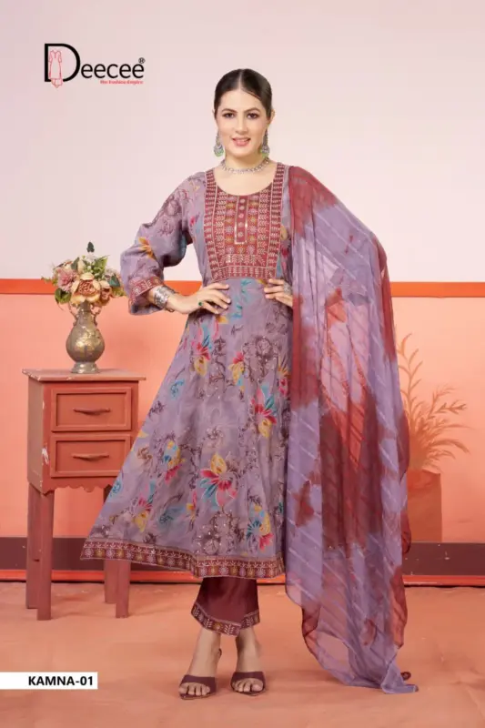 Beautiful Deecee Kamna Vichitra Silk Embroidered Flared Kurti With Bottom Dupatta Wholesale 2026