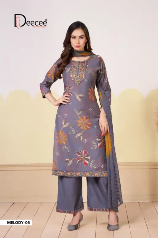 Latest Deecee Melody Barlin Print Embroidered Kurti With Bottom Dupatta Wholesale 2026