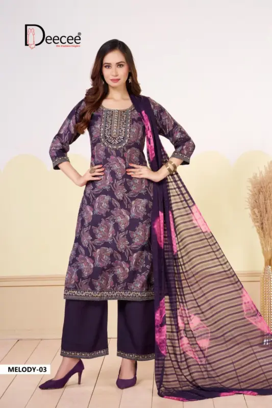 Latest Deecee Melody Barlin Print Embroidered Kurti With Bottom Dupatta Wholesale 2026