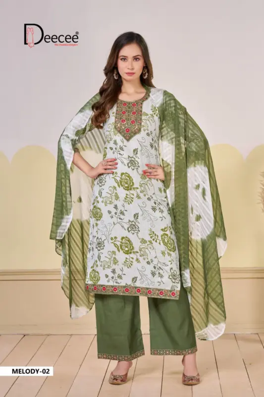 Latest Deecee Melody Barlin Print Embroidered Kurti With Bottom Dupatta Wholesale 2026