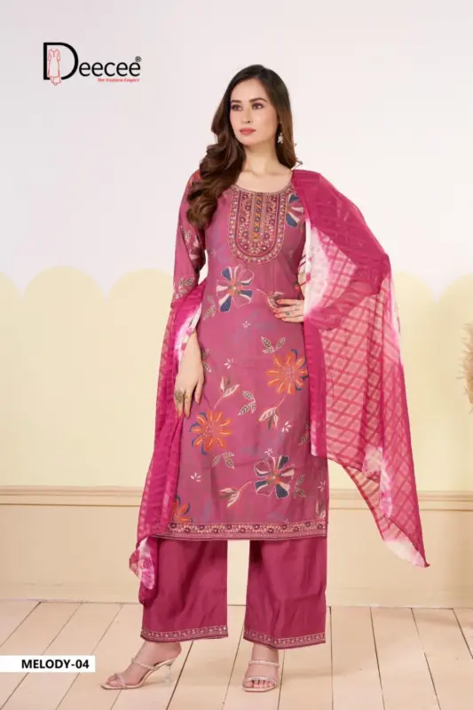 Latest Deecee Melody Barlin Print Embroidered Kurti With Bottom Dupatta Wholesale 2026