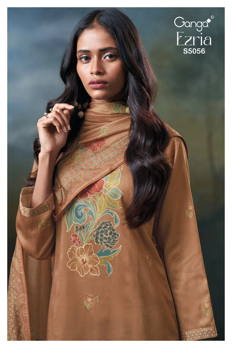 Ganga Ezria 5056 Premium Cotton Satin Printed Salwar Kameez Collection Wholesale