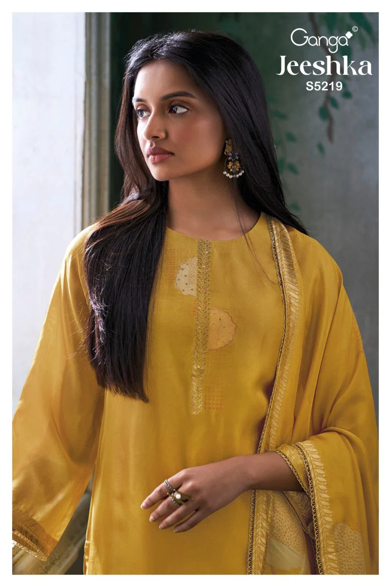 Ganga Jeeshka 5219 Woven Viscose Jacquard Work Salwar Kameez Wholesale