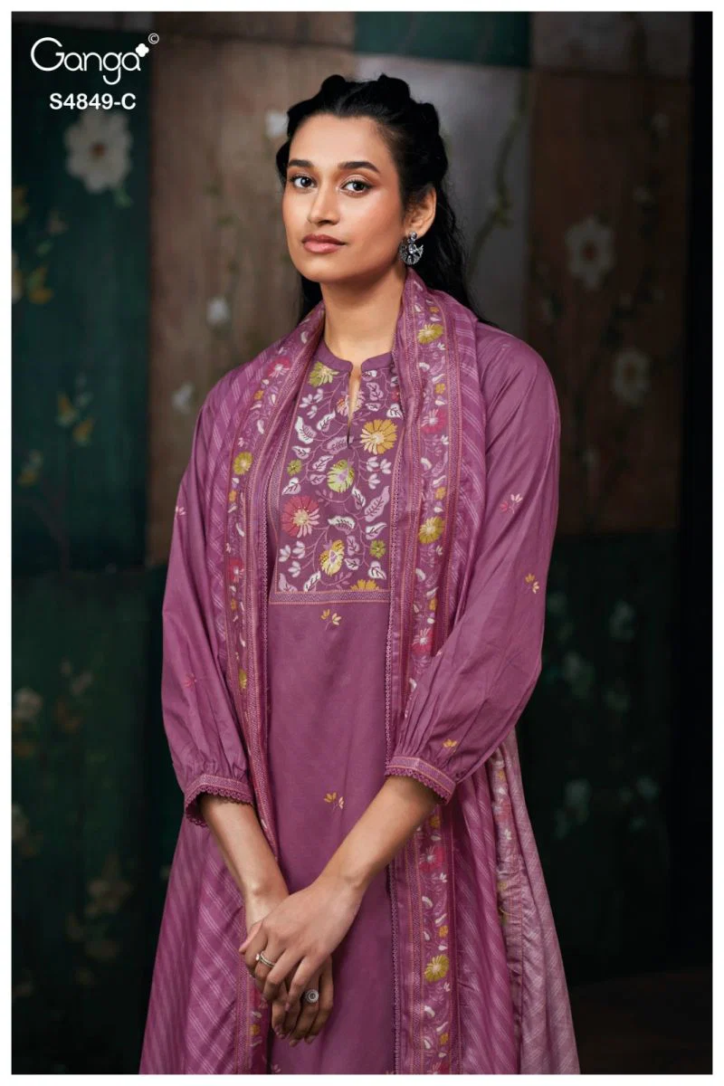 Ganga Pazellea 4849 Cotton With Embroidered And Handwork Salwar Kameez Wholesale 3 Ganga Pazellea 4849 Cotton With Embroidered And Handwork Salwar Kameez Wholesale