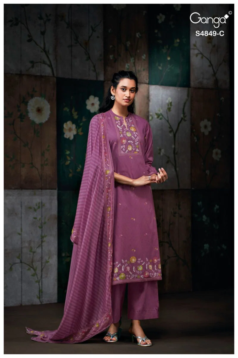Ganga Pazellea 4849 Cotton With Embroidered And Handwork Salwar Kameez Wholesale 5 Ganga Pazellea 4849 Cotton With Embroidered And Handwork Salwar Kameez Wholesale
