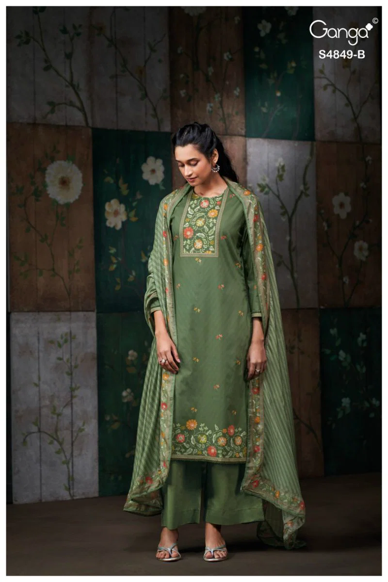 Ganga Pazellea 4849 Cotton With Embroidered And Handwork Salwar Kameez Wholesale 7 Ganga Pazellea 4849 Cotton With Embroidered And Handwork Salwar Kameez Wholesale