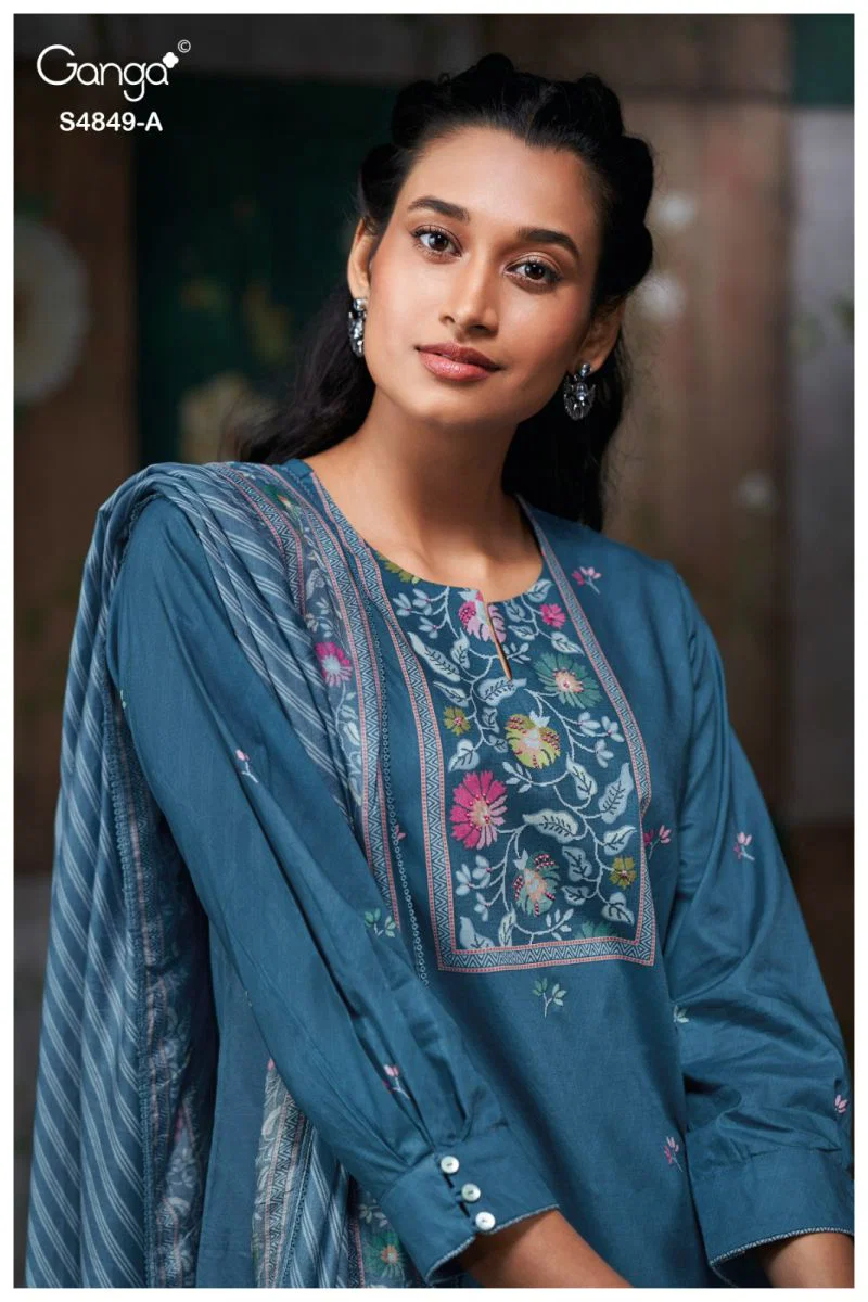 Ganga Pazellea 4849 Cotton With Embroidered And Handwork Salwar Kameez Wholesale 9 Ganga Pazellea 4849 Cotton With Embroidered And Handwork Salwar Kameez Wholesale