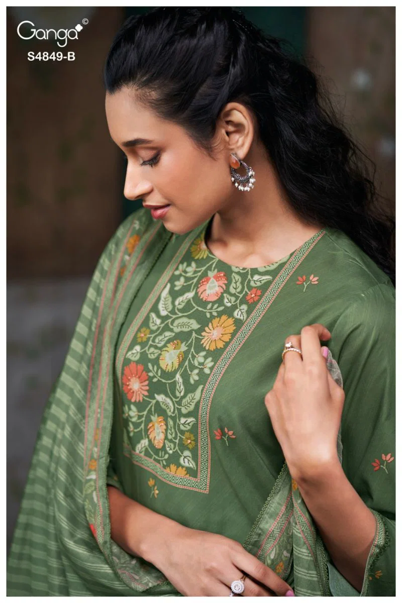 Ganga Pazellea 4849 Cotton With Embroidered And Handwork Salwar Kameez Wholesale 10 Ganga Pazellea 4849 Cotton With Embroidered And Handwork Salwar Kameez Wholesale