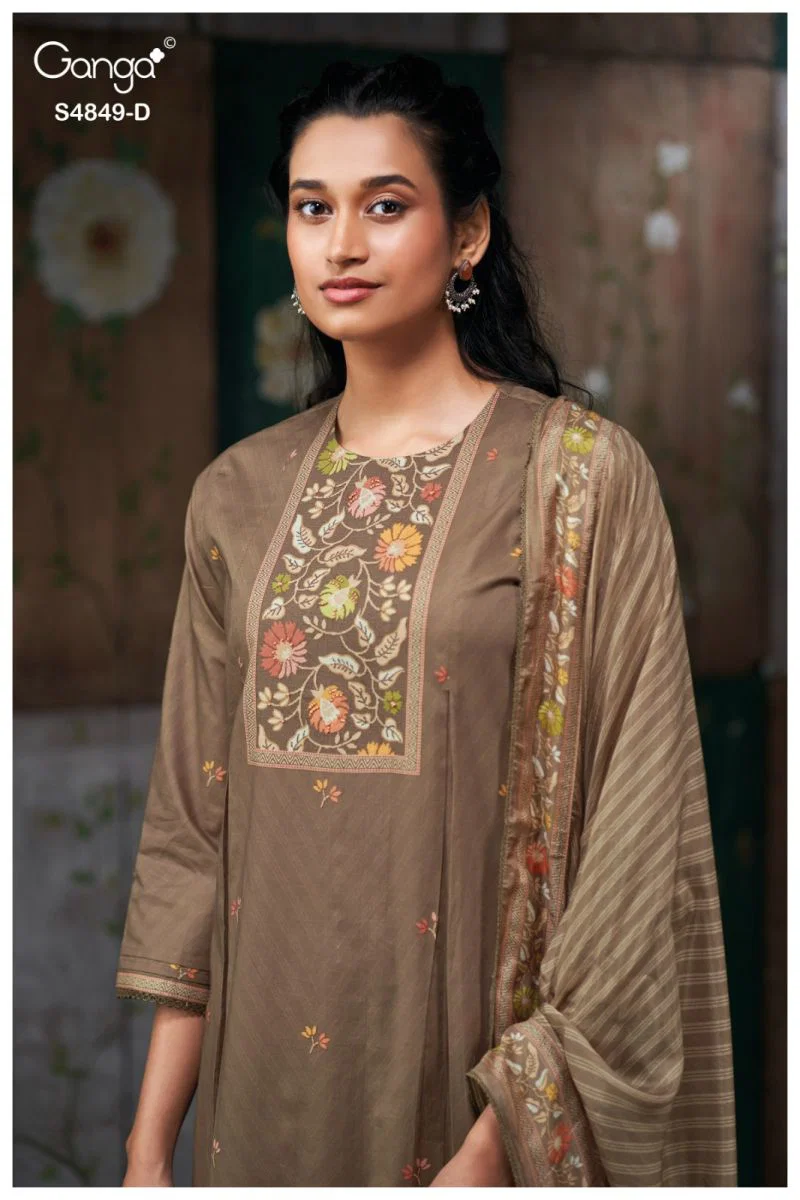 Ganga Pazellea 4849 Cotton With Embroidered And Handwork Salwar Kameez Wholesale 11 Ganga Pazellea 4849 Cotton With Embroidered And Handwork Salwar Kameez Wholesale