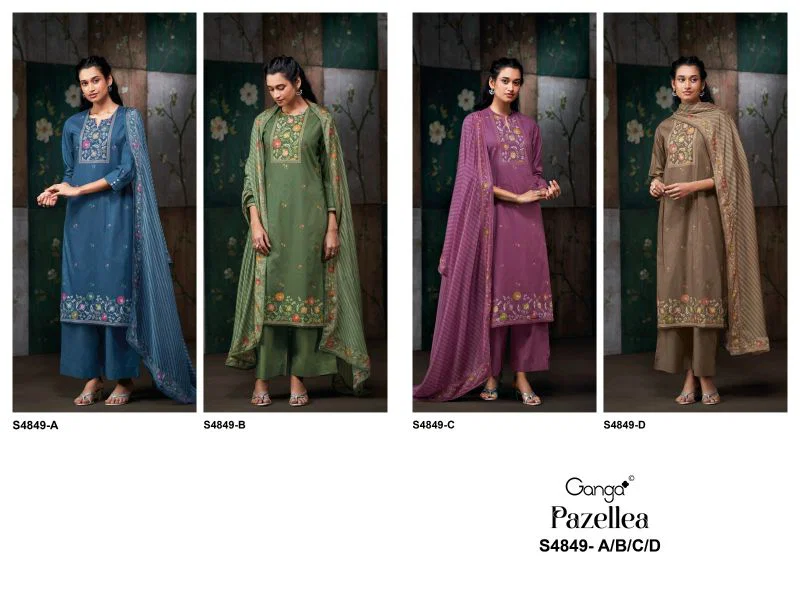 Ganga Pazellea 4849 Cotton With Embroidered And Handwork Salwar Kameez Wholesale 13 Ganga Pazellea 4849 Cotton With Embroidered And Handwork Salwar Kameez Wholesale