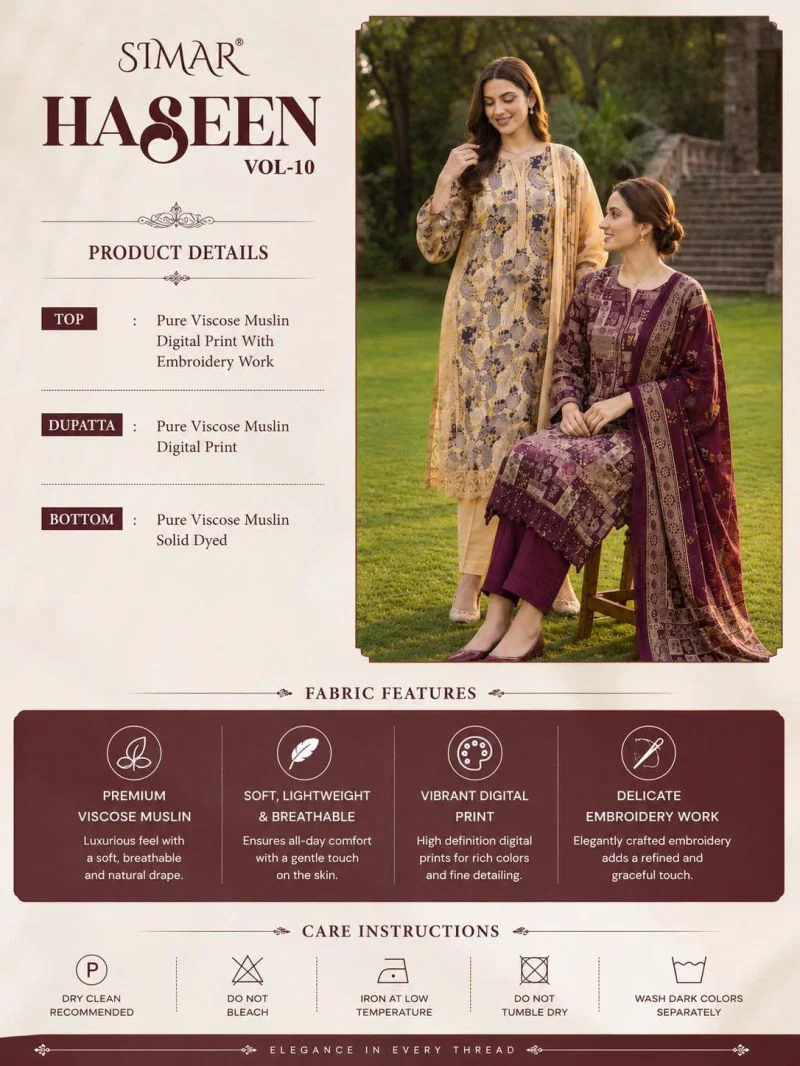 Glossy Simar Haseen Viscos Digital Print Embroidered Salwar Kameez Wholesale 9 Glossy Simar Haseen Viscos Digital Print Embroidered Salwar Kameez Wholesale