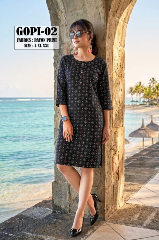 Latest Gopi 2 Rayon Floral Printed Fancy Kurti Collection Wholesale 2026
