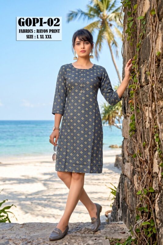 Latest Gopi 2 Rayon Floral Printed Fancy Kurti Collection Wholesale 2026