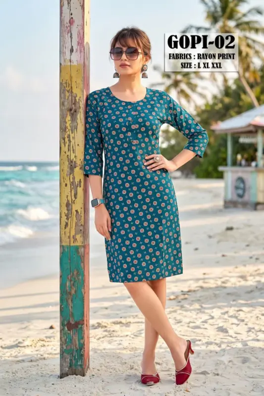 Latest Gopi 2 Rayon Floral Printed Fancy Kurti Collection Wholesale 2026