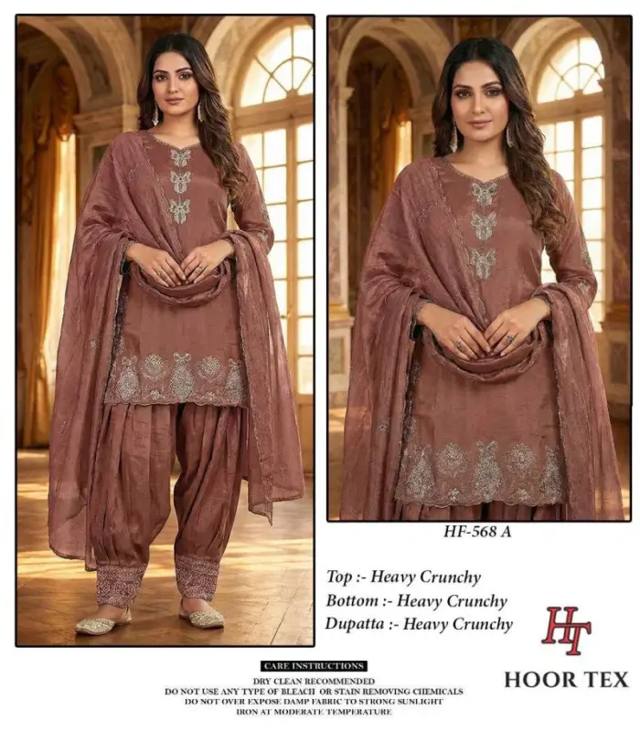 Latest Hoor Tex 568 A To D Crunchy Embroidered Salwar Kameez Wholesale 2026
