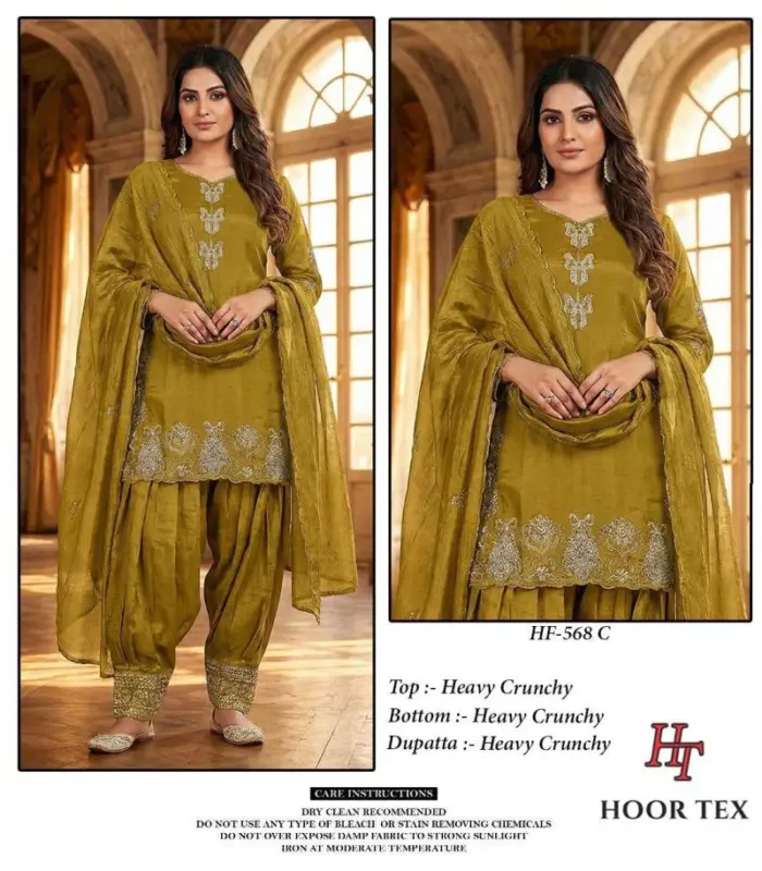 Latest Hoor Tex 568 A To D Crunchy Embroidered Salwar Kameez Wholesale 2026
