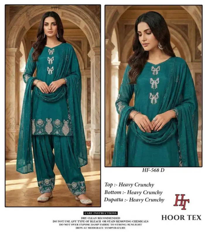 Latest Hoor Tex 568 A To D Crunchy Embroidered Salwar Kameez Wholesale 2026