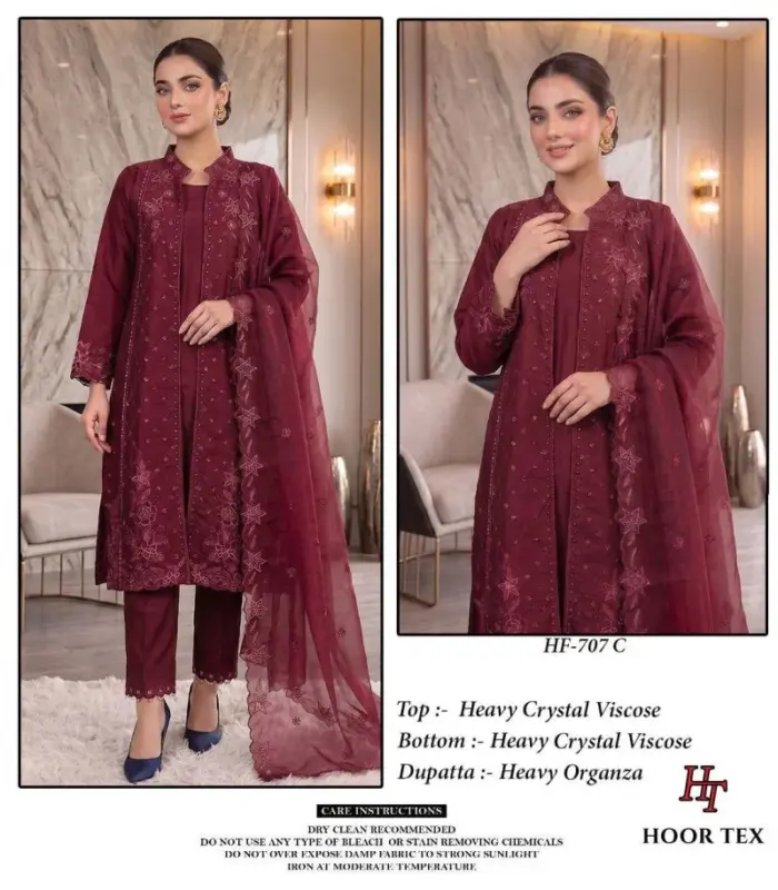 Stylish Hoor Tex 707 A To D Viscose Embroidered Salwar Kameez Collection Wholesale 2026