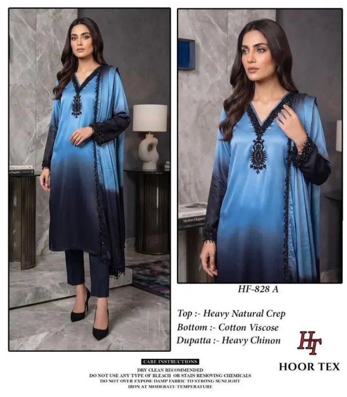 Beautiful Hoor Tex 828 A To D Heavy Natural Crepe Pakistani Salwar Kameez Wholesale 2026