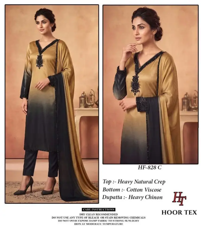 Beautiful Hoor Tex 828 A To D Heavy Natural Crepe Pakistani Salwar Kameez Wholesale 2026