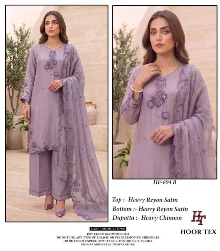 Latest Hoor Tex 894 A To D Rayon Satin Embroidered Salwar Kameez Collection Wholesale 2026