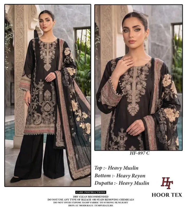 Buy Hoor Tex 897 A To C Muslin Print Embroidered Salwar Kameez Collection Wholesale 2026