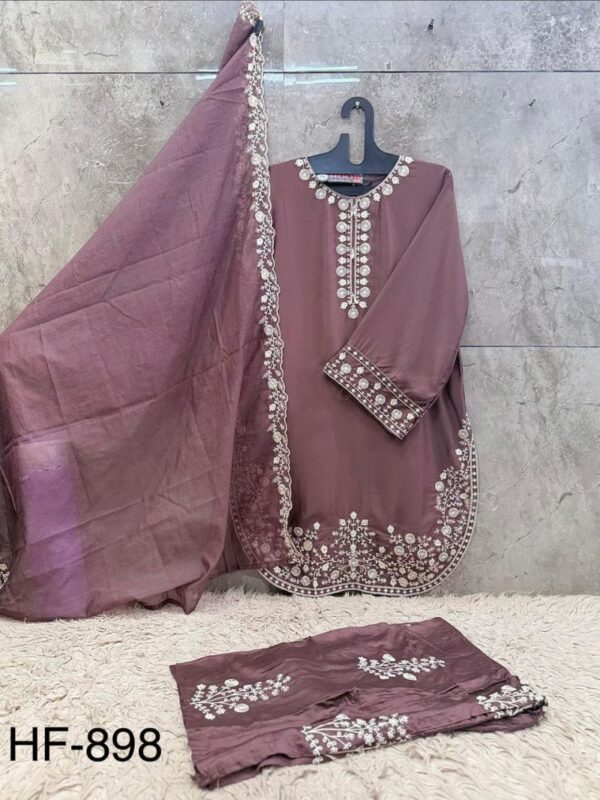 Launching Hoor Tex 898 A To D Rayon Satin Embroidered Salwar Kameez Collection Wholesale 2026