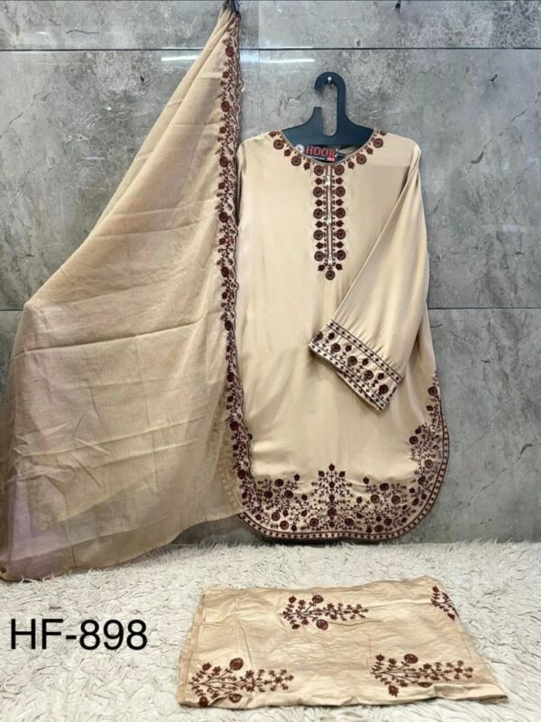Launching Hoor Tex 898 A To D Rayon Satin Embroidered Salwar Kameez Collection Wholesale 2026
