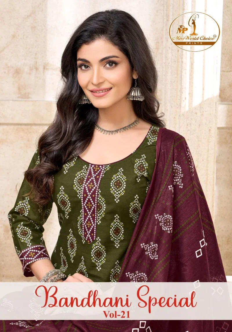 Miss World Bandhani Vol 21 Readymade Cotton Patiyala Dress Wholesale