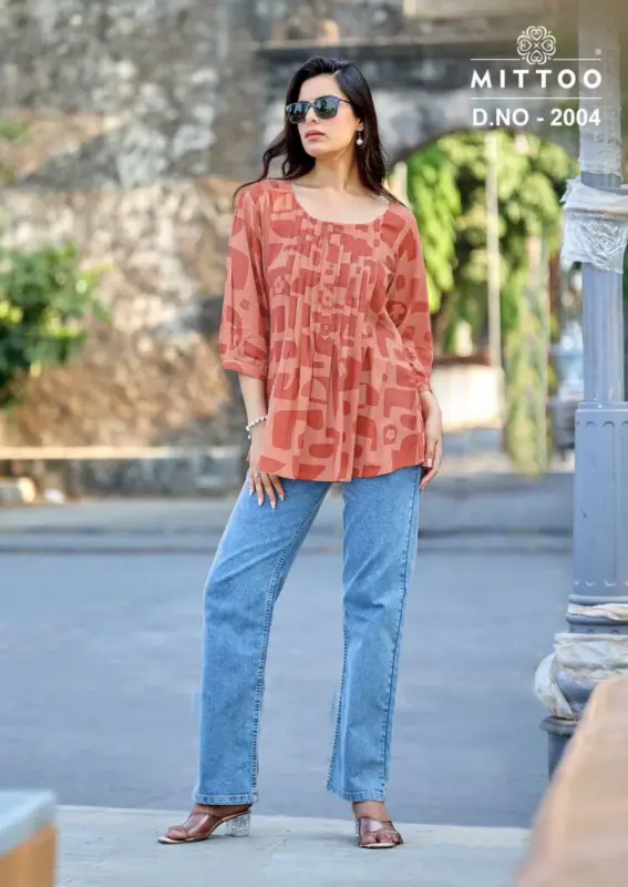 Stylish Mittoo Crispy Rayon Printed Top Wholesale 2026 2 Stylish Mittoo Crispy Rayon Printed Top Wholesale 2026