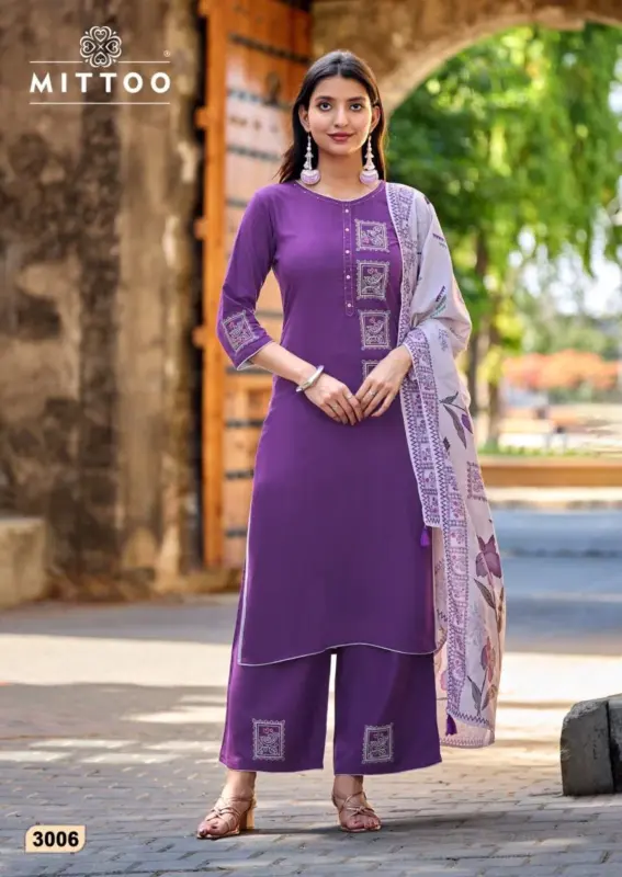 Launching Mittoo Noorika Rayon Thread And Hand Work Kurti With Bottom Dupatta Wholesale 2026