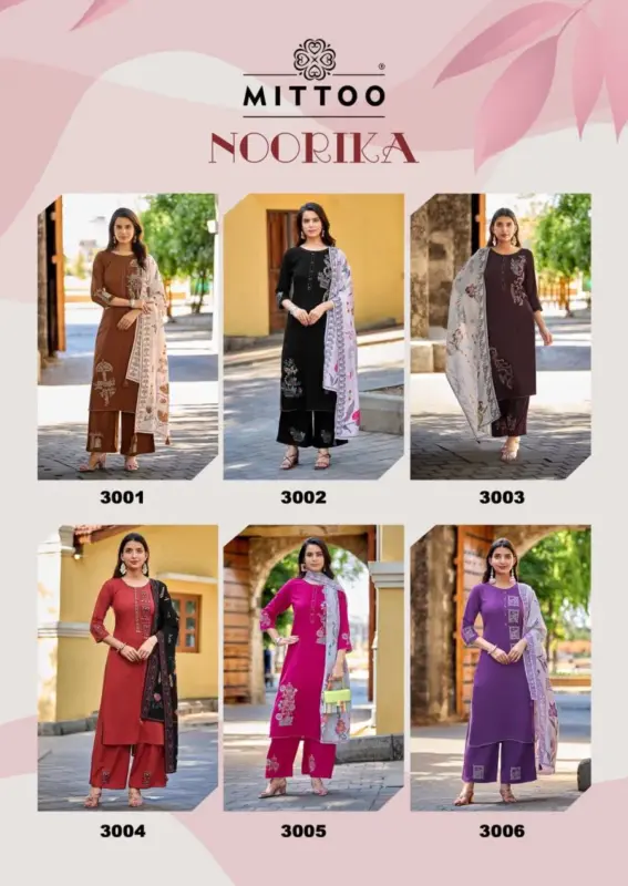 Launching Mittoo Noorika Rayon Thread And Hand Work Kurti With Bottom Dupatta Wholesale 2026