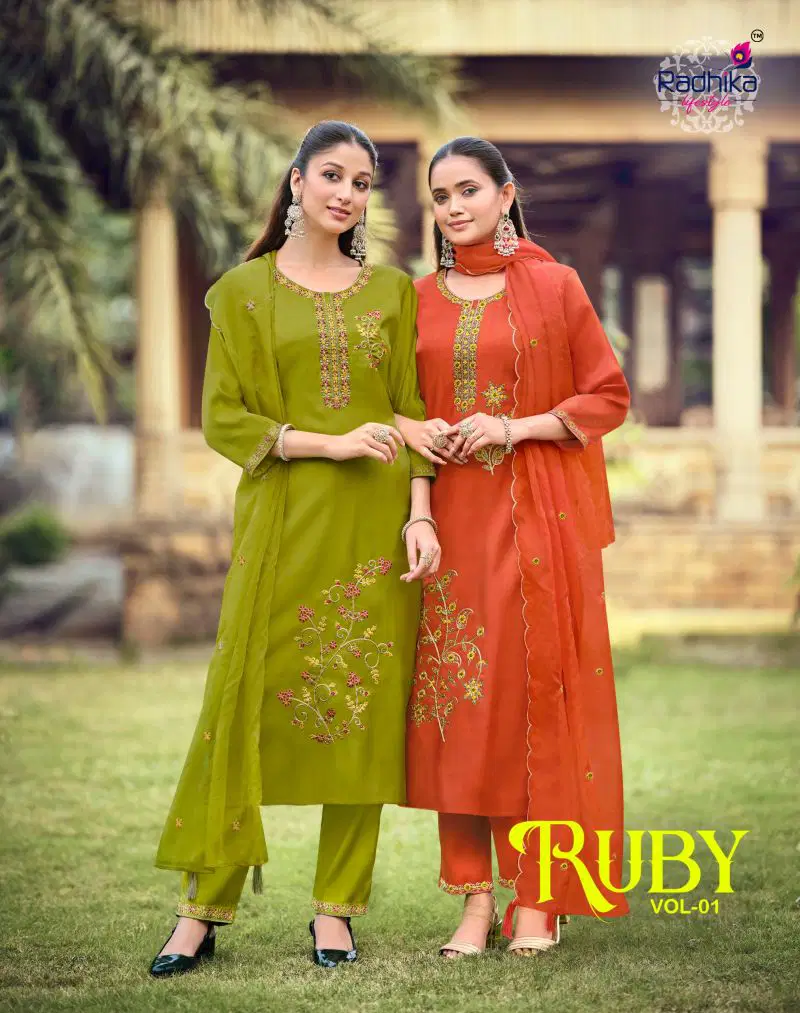 Beautiful Radhika Ruby Vol 1 Roman Embroidered Salwar Kameez Wholesale 2026 1 Radhika Ruby Vol 1 Roman Embroidered Salwar Kameez Wholesale