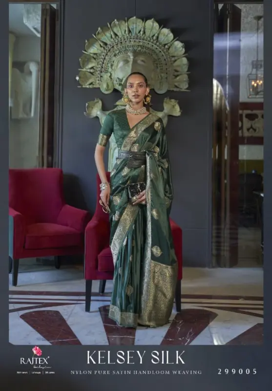 Latest Rajtex Kelsey Silk Nx Satin Handloom Weaving Saree Collection Wholesale 2026
