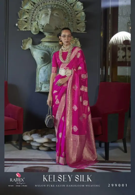 Latest Rajtex Kelsey Silk Nx Satin Handloom Weaving Saree Collection Wholesale 2026